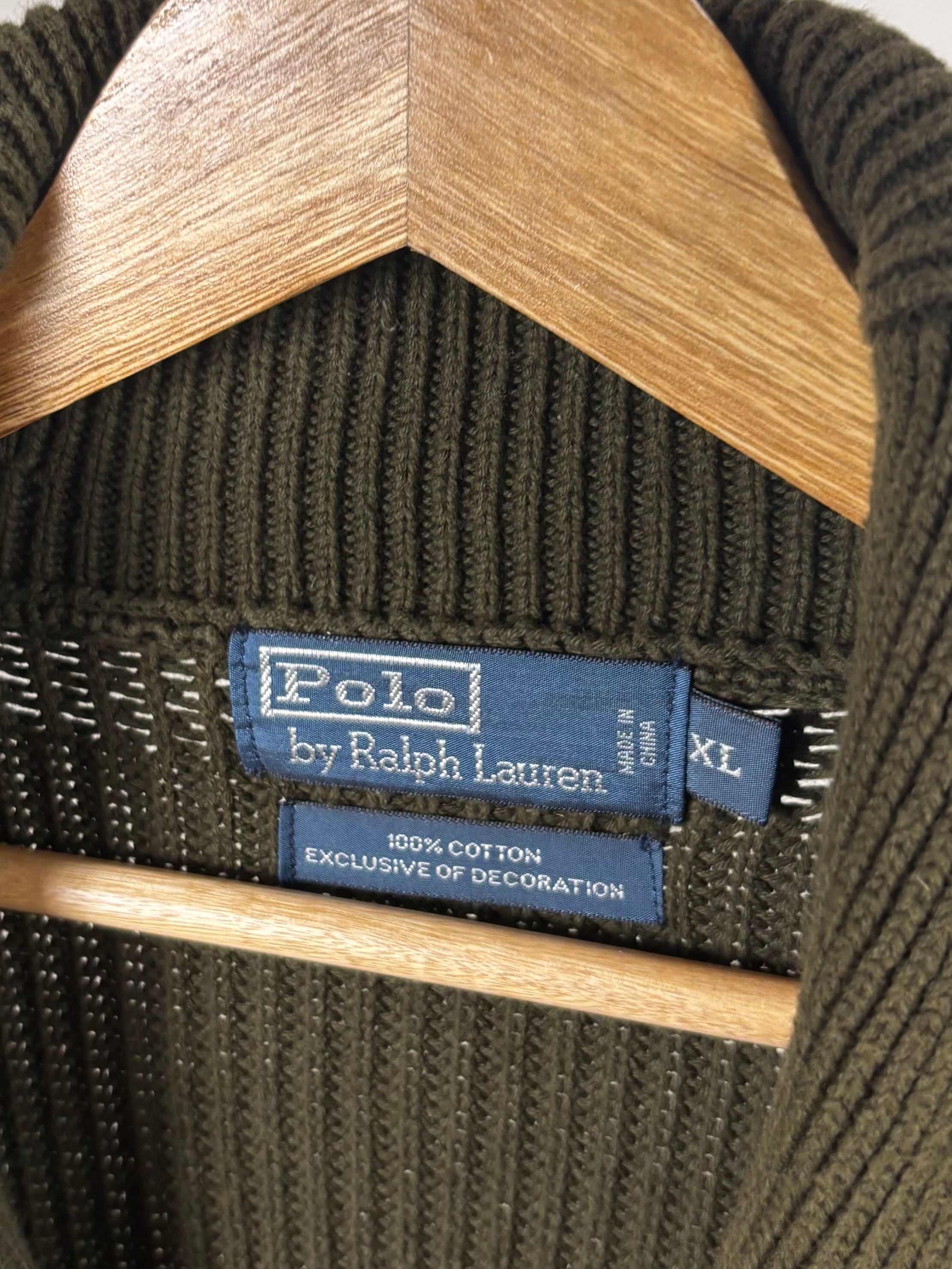 Cardigan Polo Ralph Lauren Vintage primi anni ‘00 Verde Militare – Taglia XL