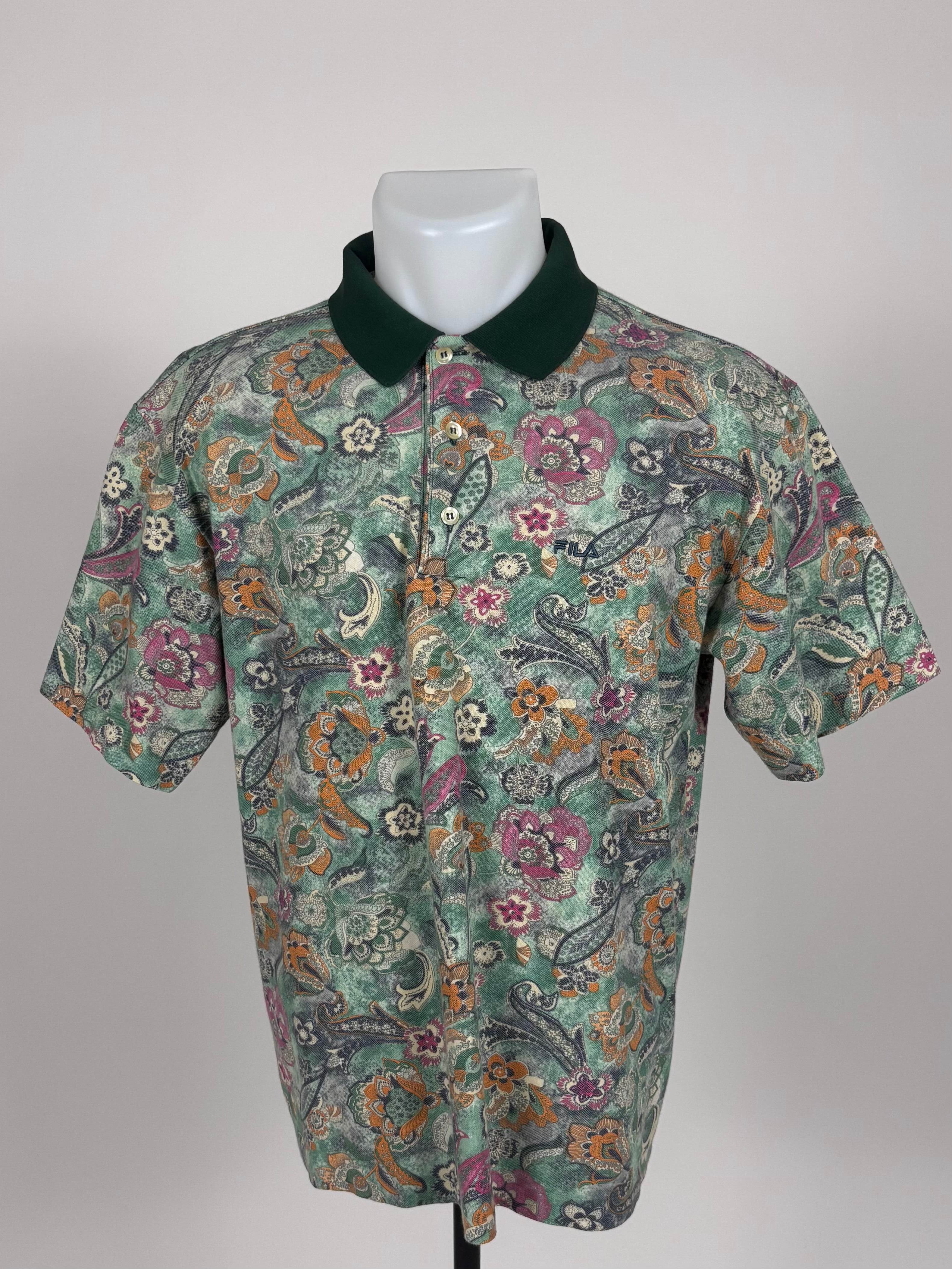 Polo Fila Vintage Fantasia Floreale Made in Italy - Taglia M