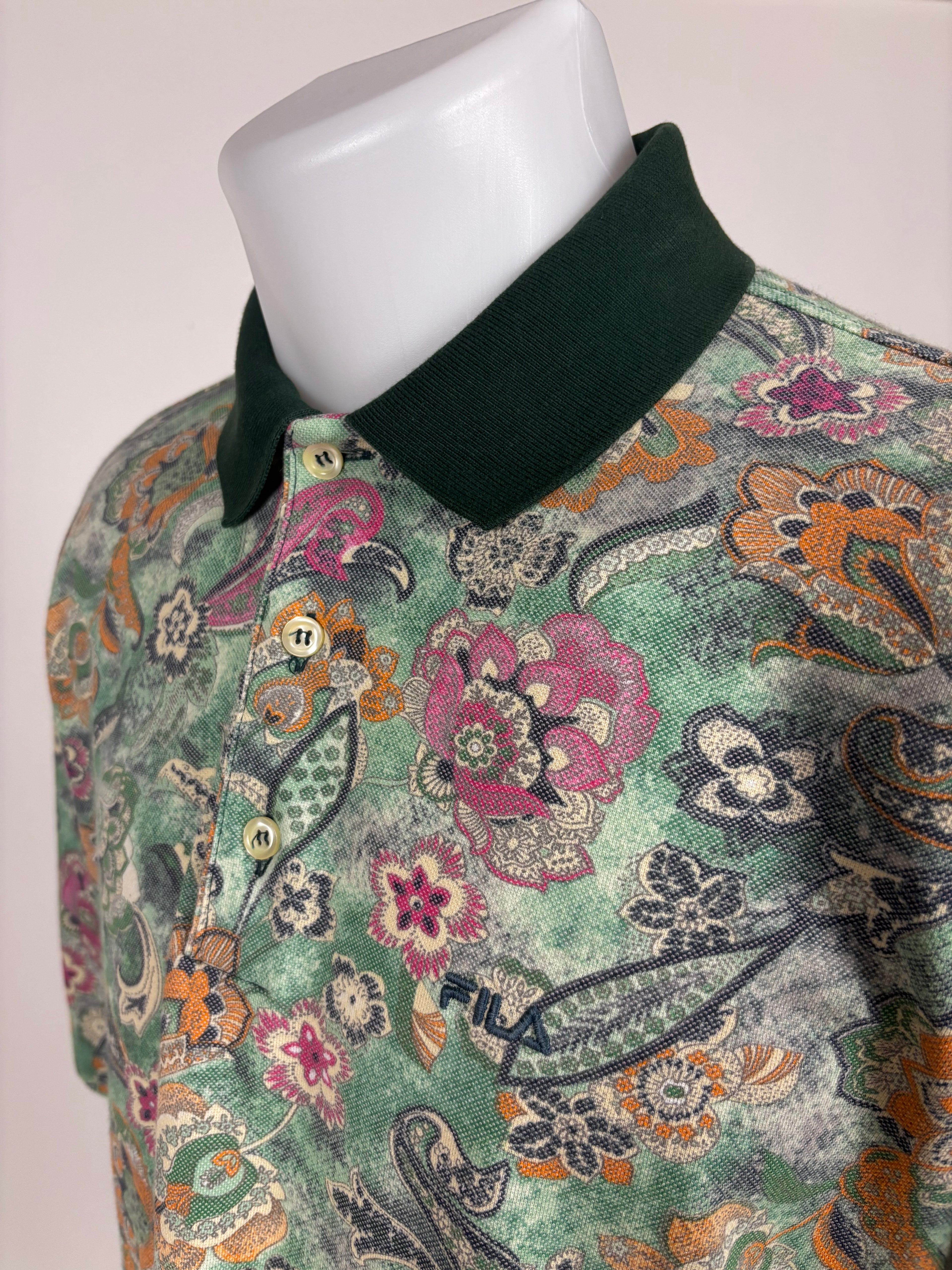 Polo Fila Vintage Fantasia Floreale Made in Italy - Taglia M