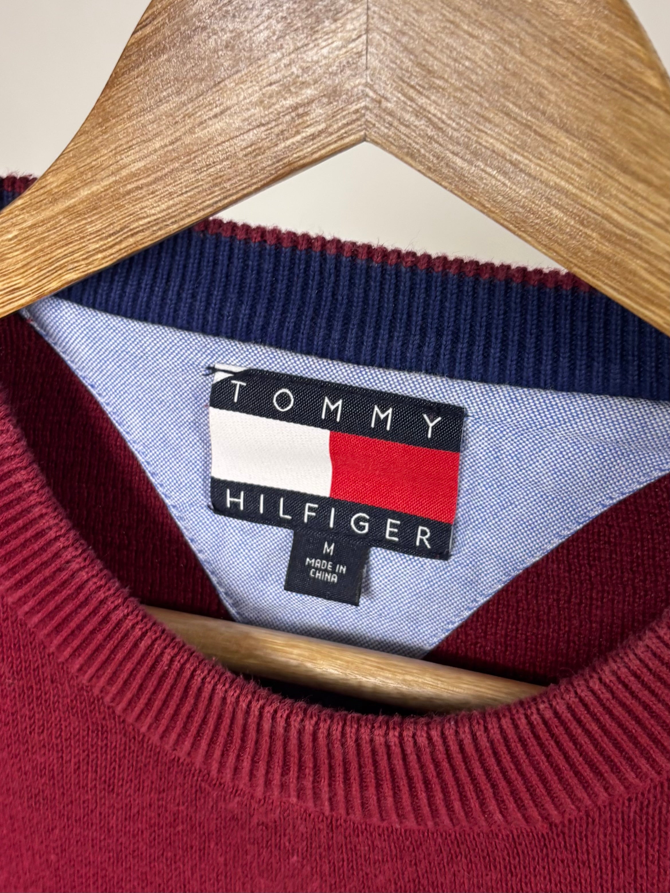 Maglione Tommy Hilfiger Color Bordeaux, Blu & Bianco- Taglia M