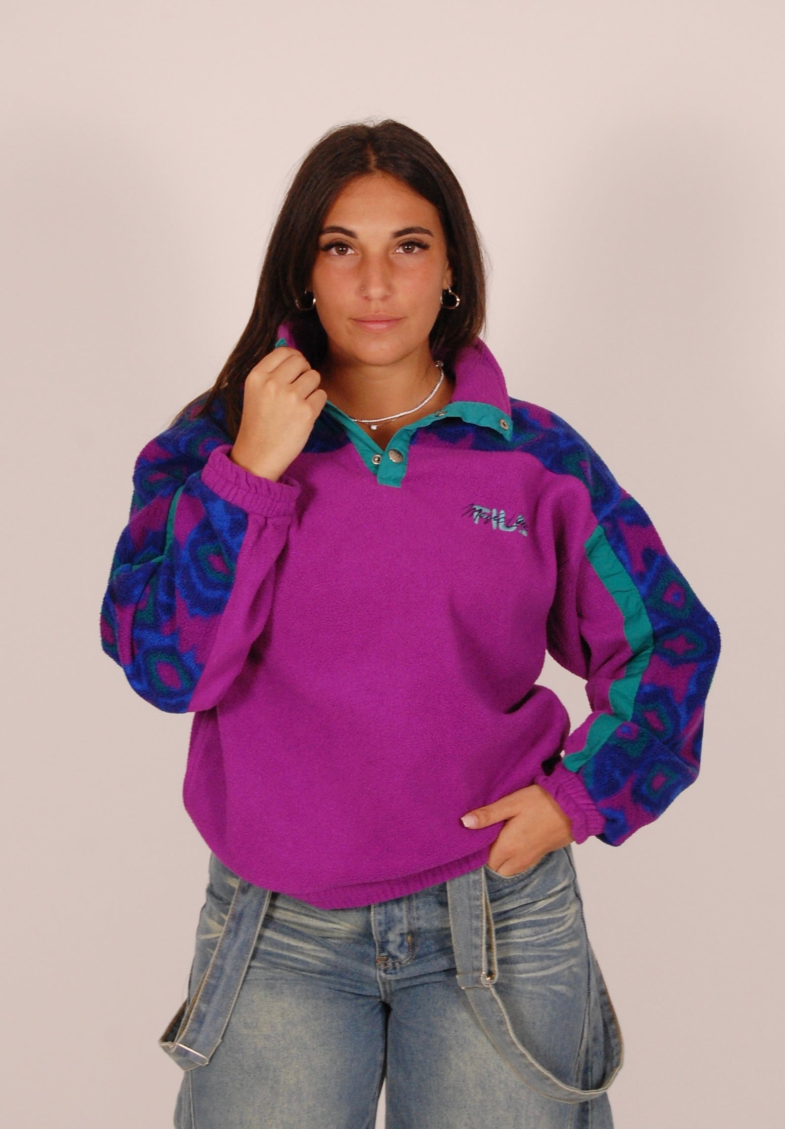 Fleece Vintage Fila Anni '90, Made in Italy - Taglia M