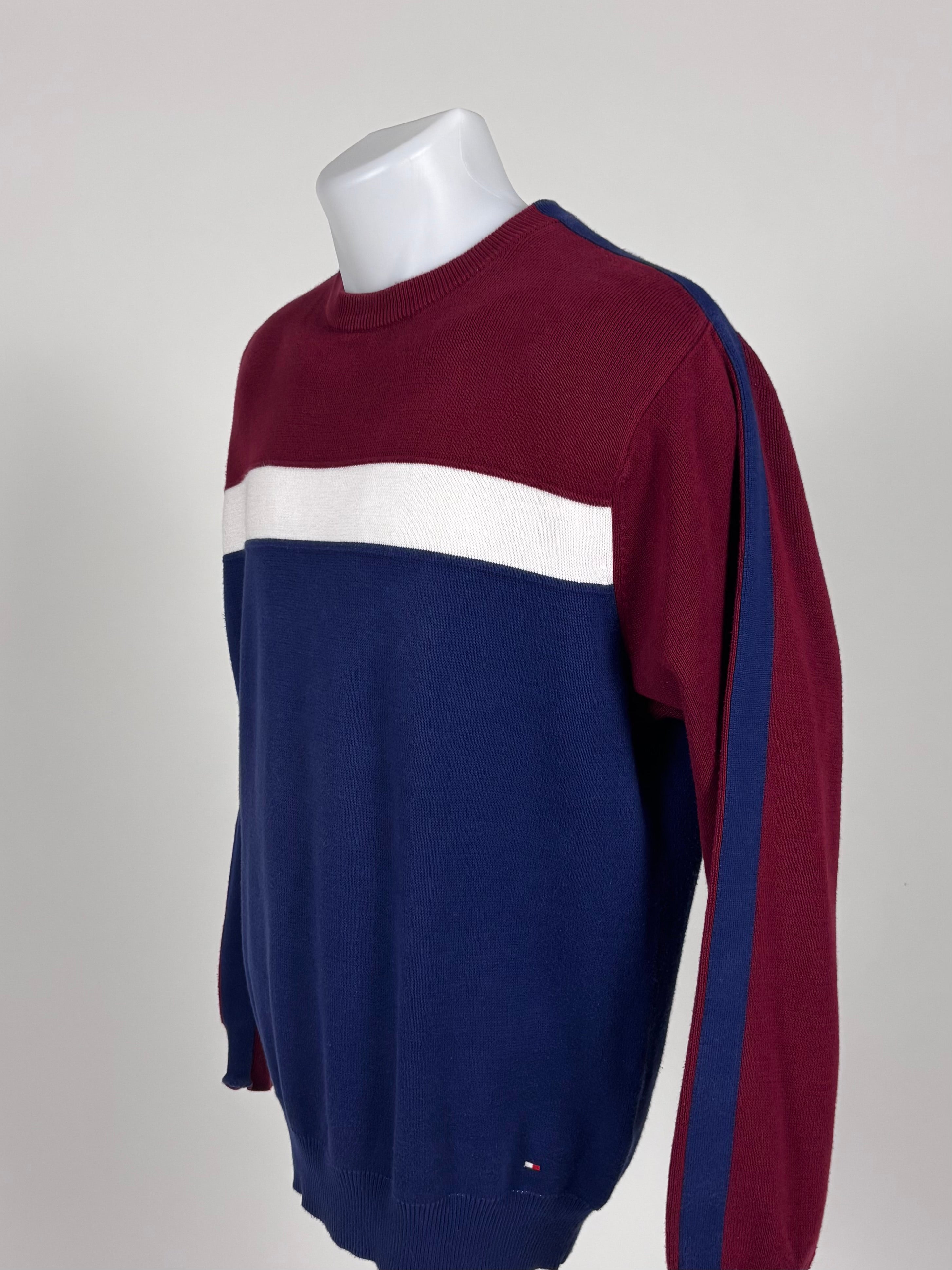 Maglione Tommy Hilfiger Color Bordeaux, Blu & Bianco- Taglia M